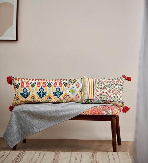 Countryside Ikkat Long Pillow Cover- 30cms x 100cms