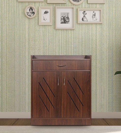 Courtly Shoe Cabinet in Brown Finish