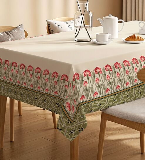 Courtyard green Floral Sicilia Table Cover ( 4 Seater  )