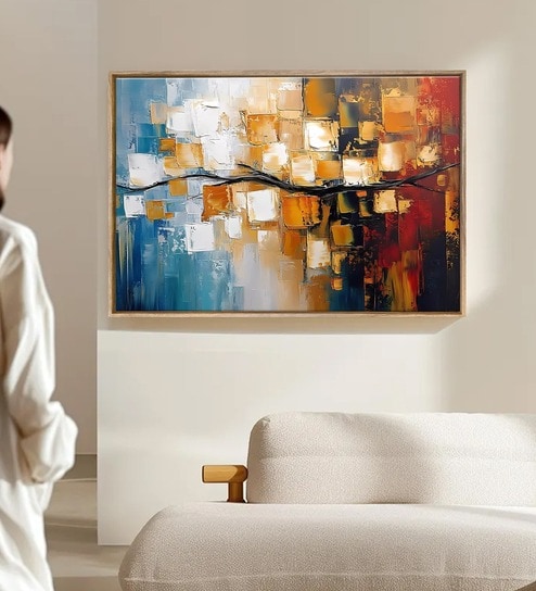 (1Pc) Multicolor Canvas Framed Abstract Wall Art