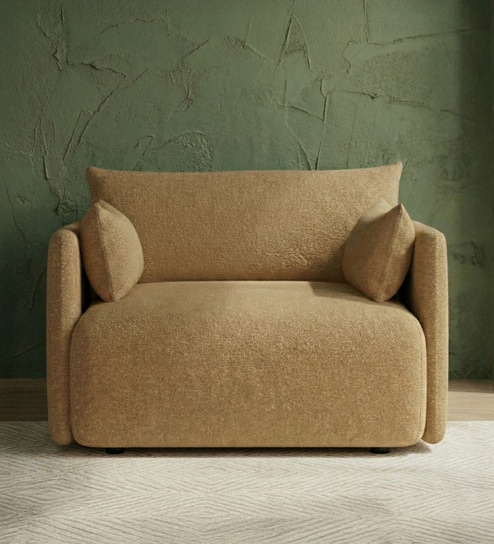 Cozy Chic Boucle 1 Seater Sofa In Mustard Colour