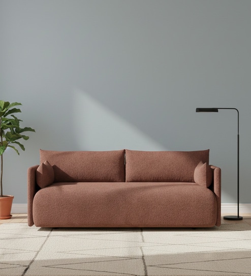 Cozy Chic Boucle 2 Seater Sofa In Burgundy Colour