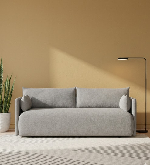 Cozy Chic Boucle 2 Seater Sofa In Grey Colour