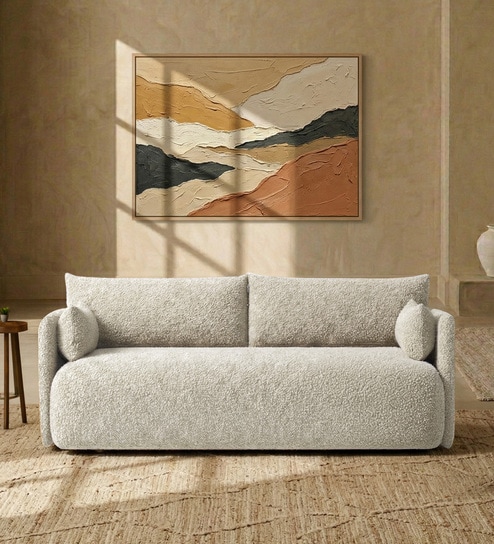 Cozy Chic Boucle 2 Seater Sofa In Soft Sand Colour