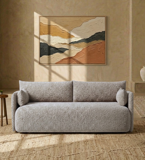 Cozy Chic Boucle 3 Seater Sofa In Brown Colour