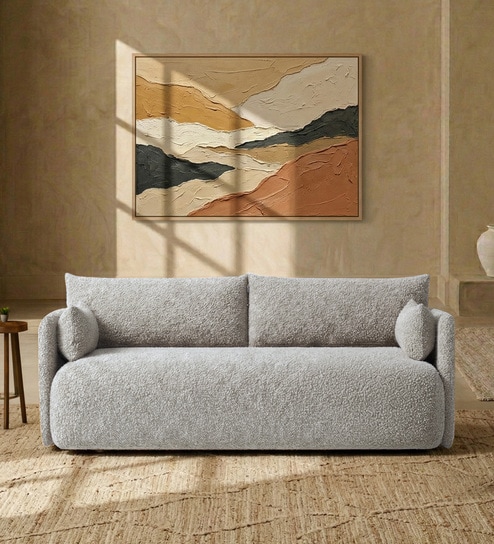 Cozy Chic Boucle 3 Seater Sofa In Grey Colour