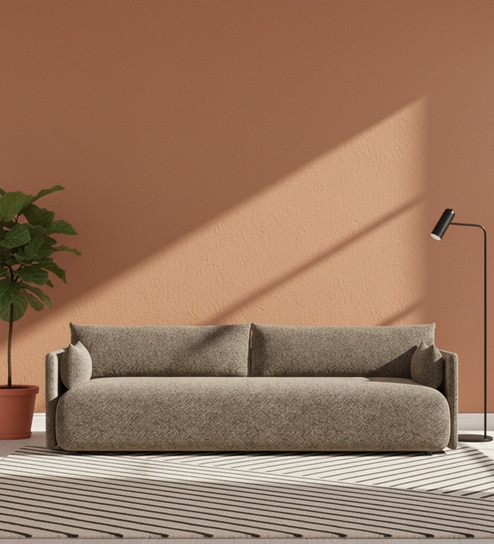 Cozy Chic Boucle 3 Seater Sofa In Brown Colour