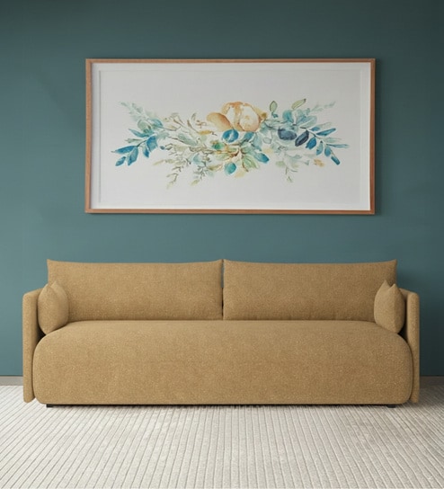 Cozy Chic Boucle 3 Seater Sofa In Mustard Colour