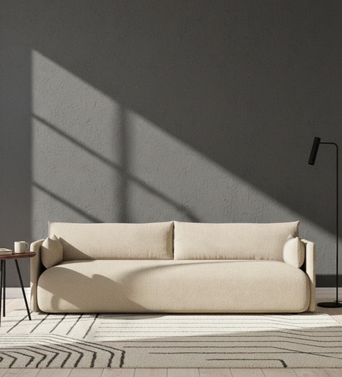 Cozy Chic Boucle 3 Seater Sofa In Soft Sand Colour