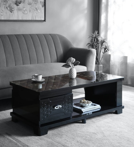 Buy Coffee Table In Black Colour By Luxome Online Contemporary Rectangular Coffee Tables Tables Furniture Pepperfry Product