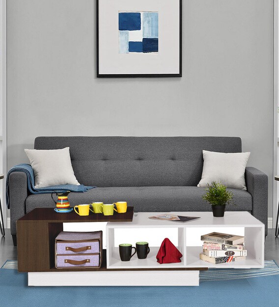 Buy Coffee Table in Brown and White Colour by Comfold Online - Modern Rectangular Coffee Tables ...