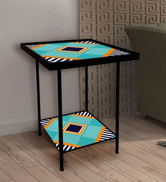 Buy Colorful Strips Designer Metal End Table By Nutcase Online Contemporary End Tables Tables Furniture Pepperfry Product C end reclaimed wood finish end table: