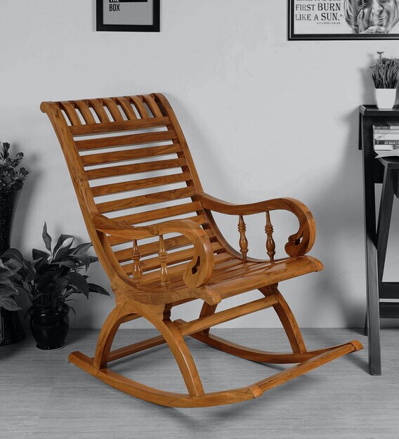 Buy Colourodo Rocking Chair In Teak Finish By Dzyn Furnitures Online Wooden Rocking Chairs Chairs Furniture Pepperfry Product