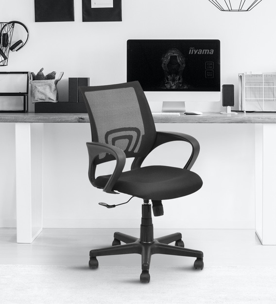 Buy Concept Ergonomic Chair In Black Colour By Nilkamal Online Mid Back Ergonomic Chairs Chairs Furniture Pepperfry Product