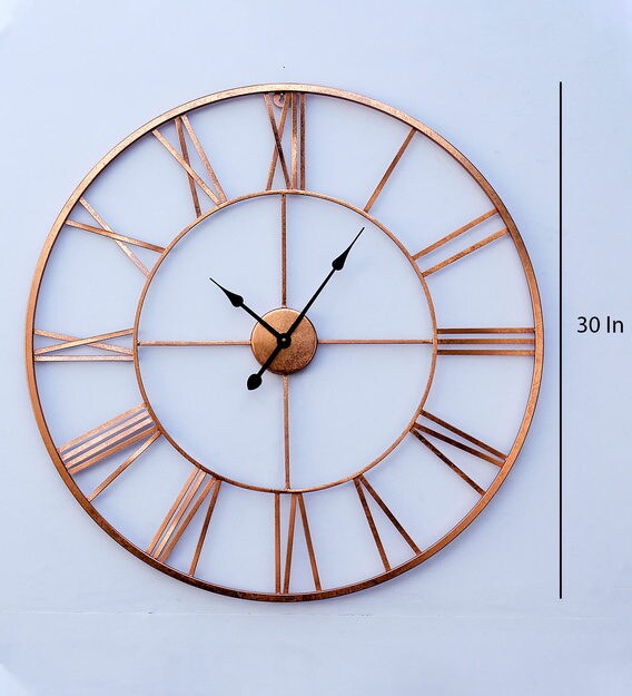 Buy Copper Finish Metal 30 Inch Wall Clock by Craftter Online - Vintage ...