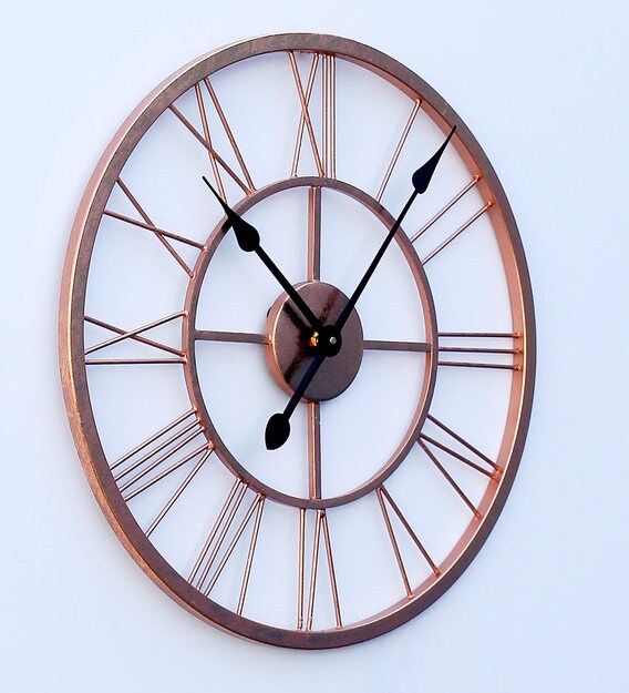 Buy Copper Metal Analog Skeleton Wall Clock by Craftter Online ...