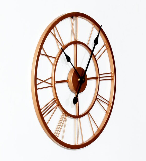 Buy Copper Metal Analog Skeleton Wall Clock by Craftter Online