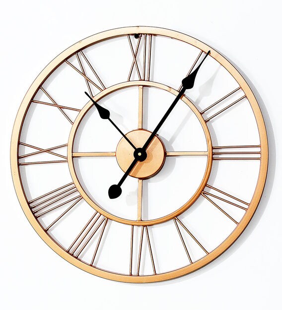 Buy Copper Metal Analog Skeleton Wall Clock by Craftter Online