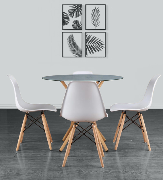 buy corona 4 seater dining set in white colour by hometown online mid century modern 4 seater dining sets dining furniture pepperfry product