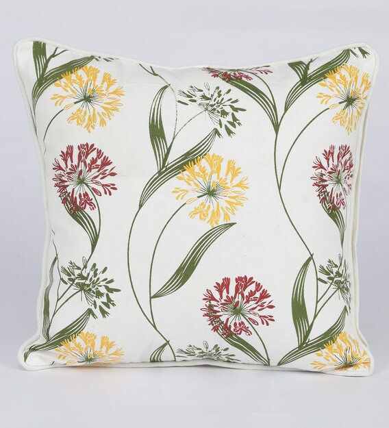 Buy Floral Pattern Cotton Green 16x16 Inch Cushion Covers By Soumya