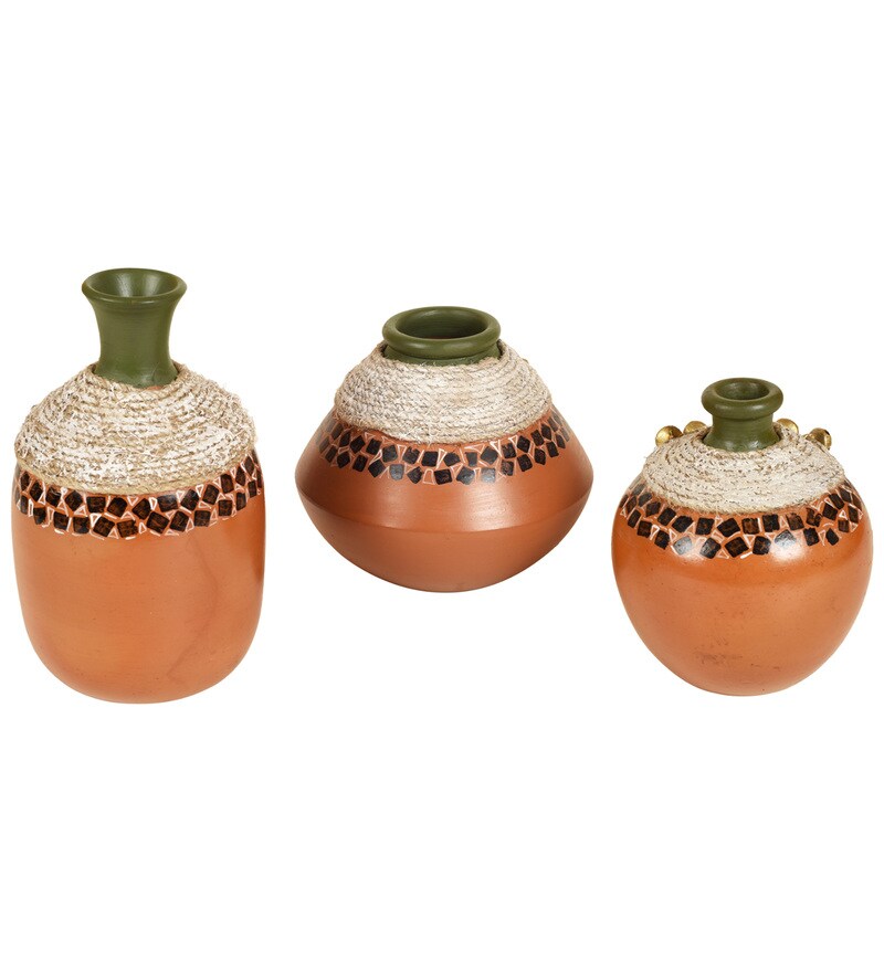 Buy Coco Warli Brown Terracotta Table Vase Online Vases Vases