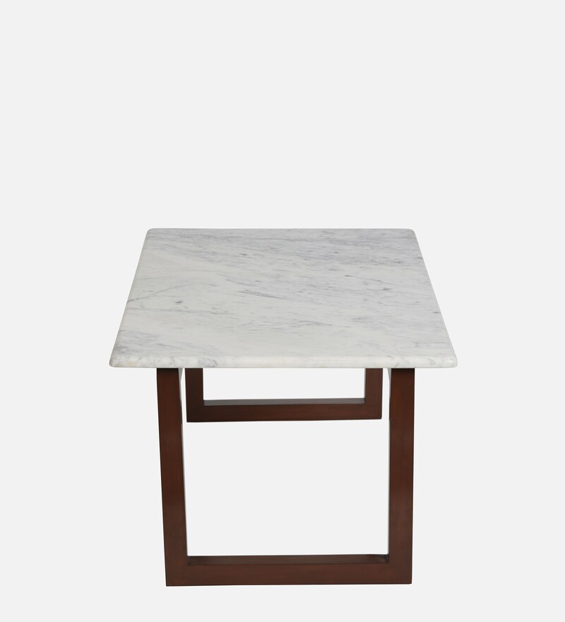 Buy Adalia Marble Top Coffee Table in Natural Teak Wood Finish By