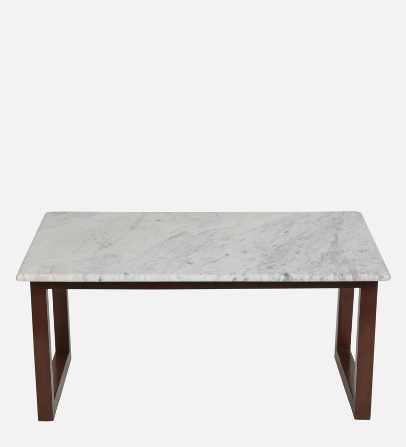 Buy Adalia Marble Top Coffee Table in Natural Teak Wood Finish By