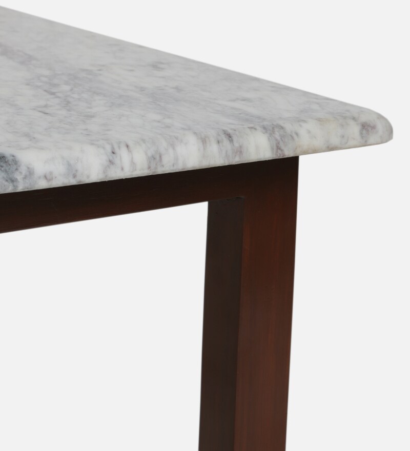 Buy Adalia Marble Top Coffee Table in Natural Teak Wood Finish By