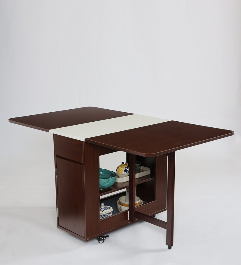 Buy Collie 6 Seater Folding Dining Table in Walnut & White Colour by