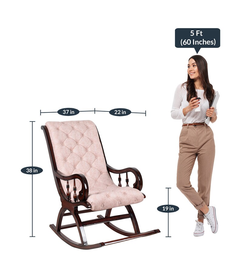 Buy Colorodo Solid Wood Rocking Chair in Brown Colour by DZYN