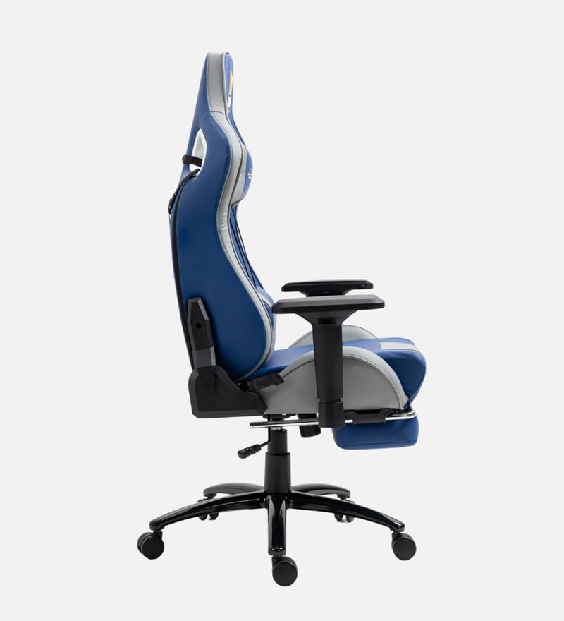 Buy Colossus Leatherette Gaming Chair in Blue & Grey Colour by Dr.Luxur