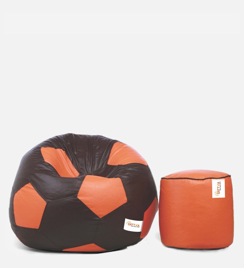 Buy Combo Football XXXL Bean Bag & Liner Round Pouffe with Beans in