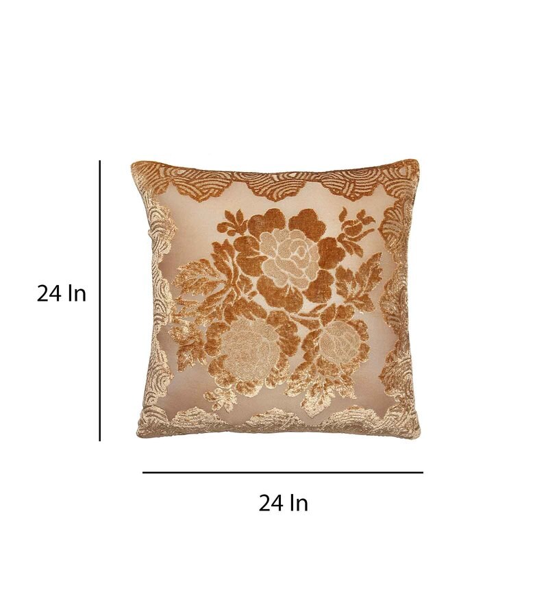 Buy Gold Solid 24 X 24 Inch Cushion Covers Set Of 4 by Hosta Homes