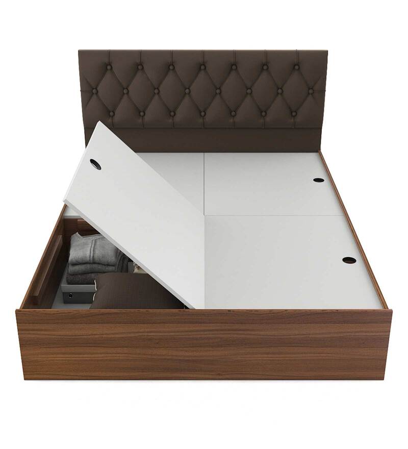 Buy Comet Queen Size Bed in Exotic Teak Finish with Box Storage Online Contemporary Queen Size