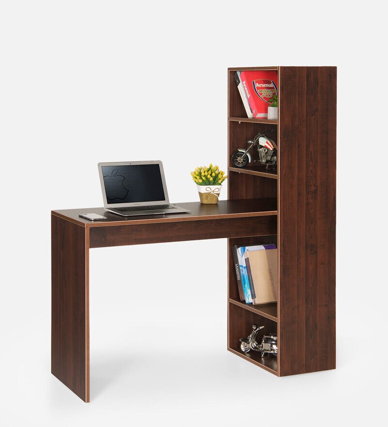 wood and metal desk with storage