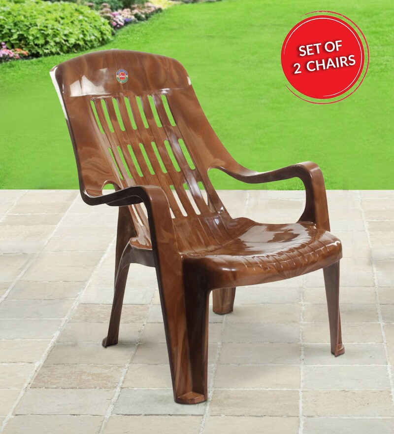 Buy Comfort (Set of 2) Plastic Chair in Sandalwood Colour by Cello