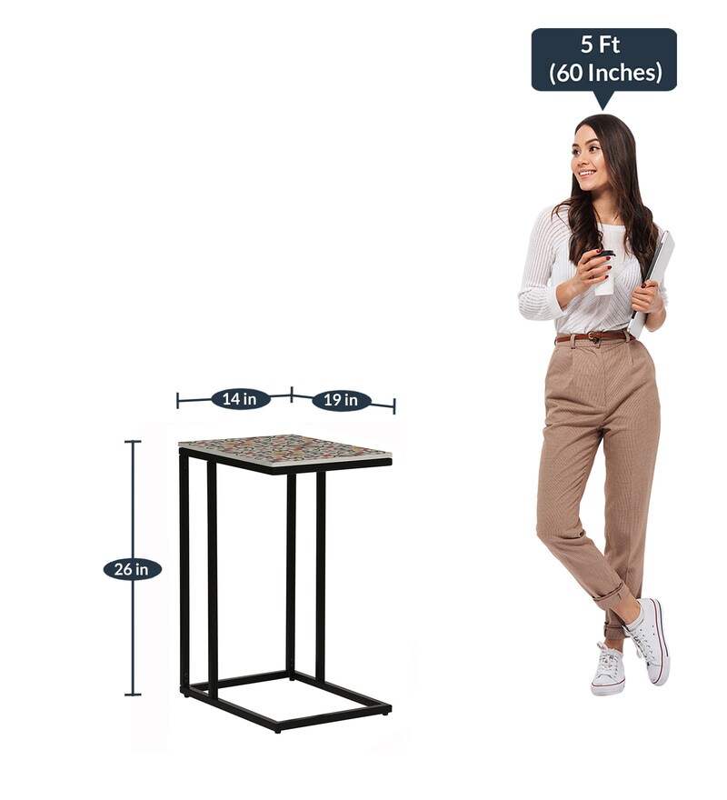 Buy Comoros Metal CShape End Table In Black Colour By Bohemiana Online