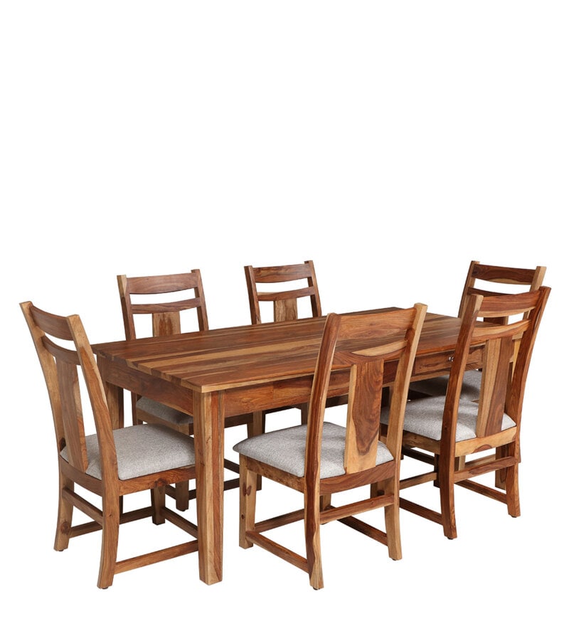 Buy Conley Sheesham Wood 6 Seater Dining Set in Walnut Finish by Evok