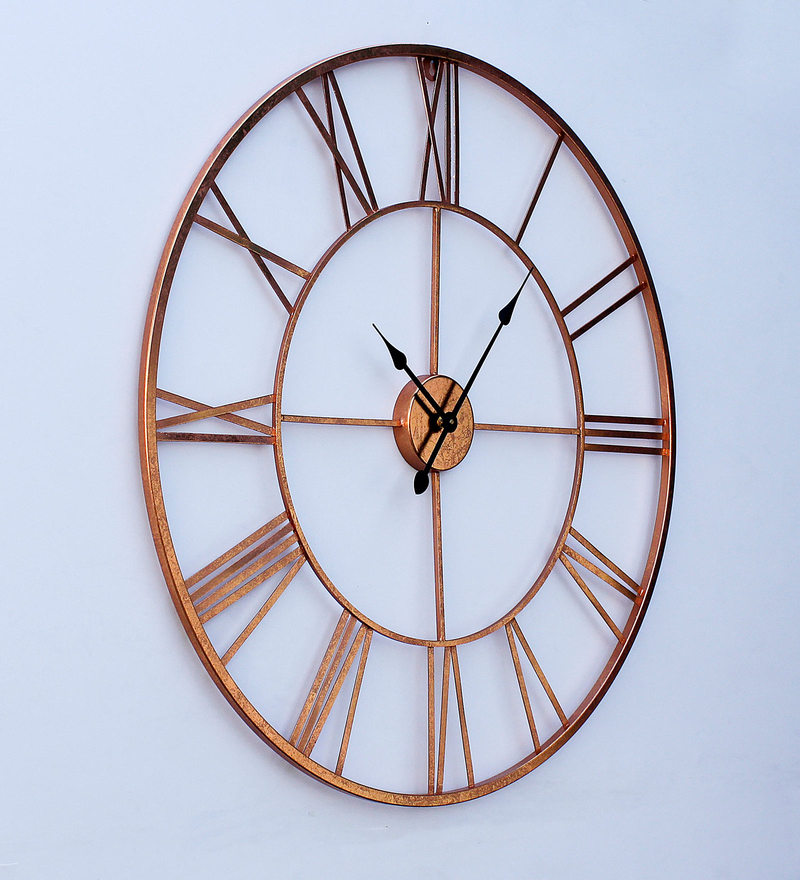 Buy Copper Finish Metal 30 Inch Wall Clock by Craftter Online - Vintage ...