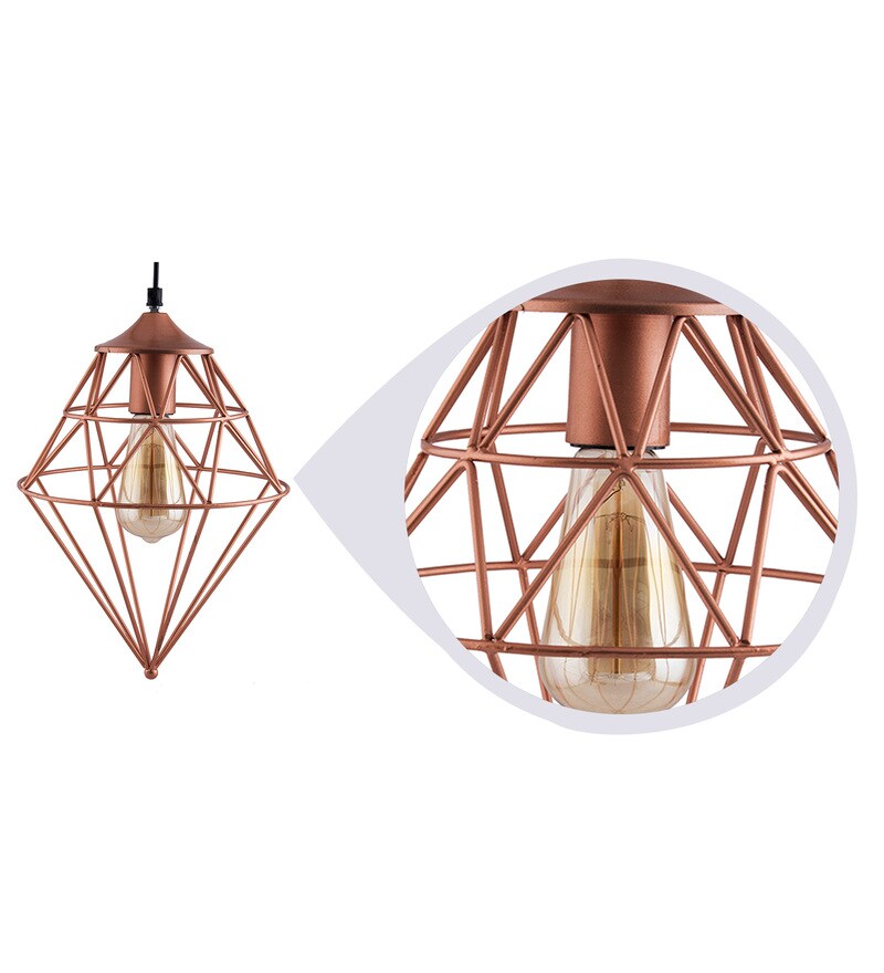 Buy Copper Metal Single Hanging Lights by Homesake Online Geometric