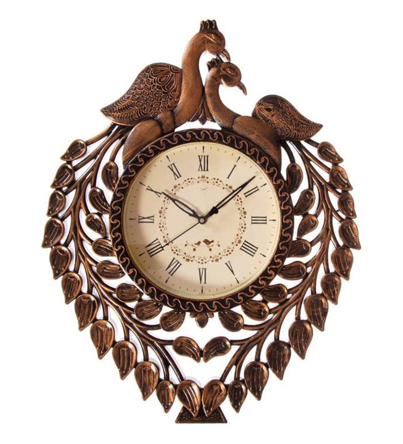 Buy Copper Plastic Analog Wall Clock by Art Of Jodhpur Online