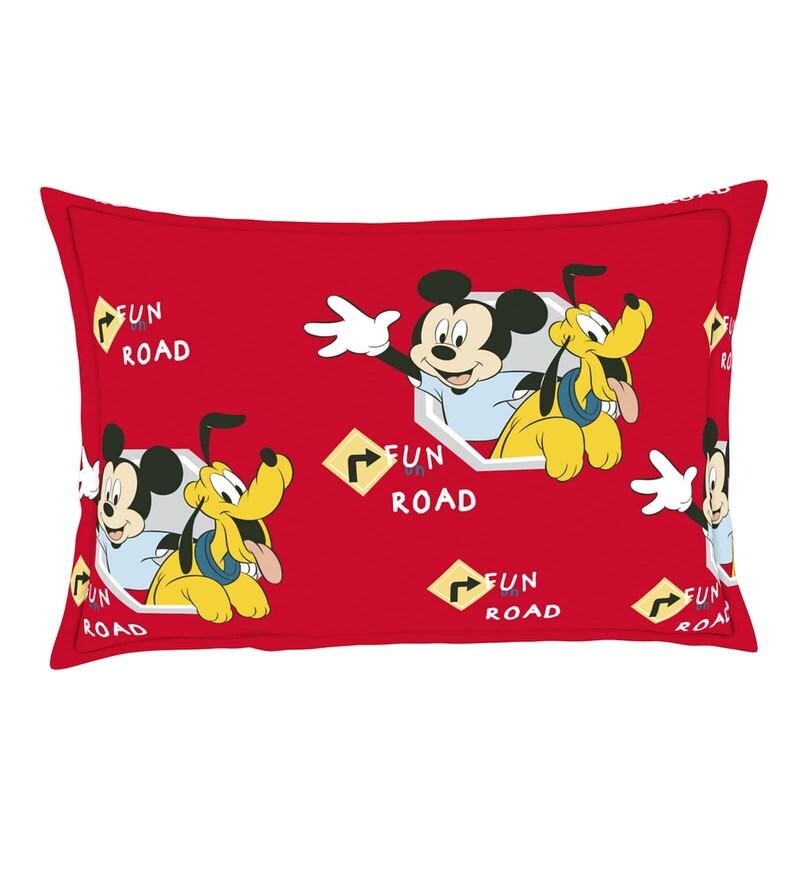 Buy Mickey Mouse Themed Double Bedsheet with 2 Pillow Cover in Grey