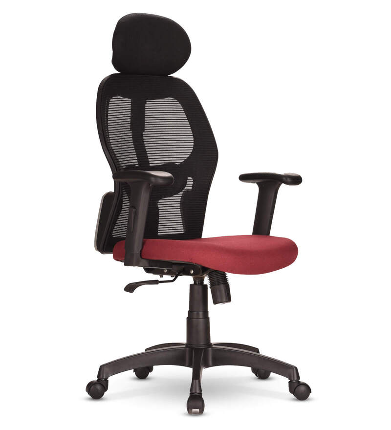 Buy Cosmos Breathable Mesh Ergonomic Chair in Maroon Colour by Tealkart