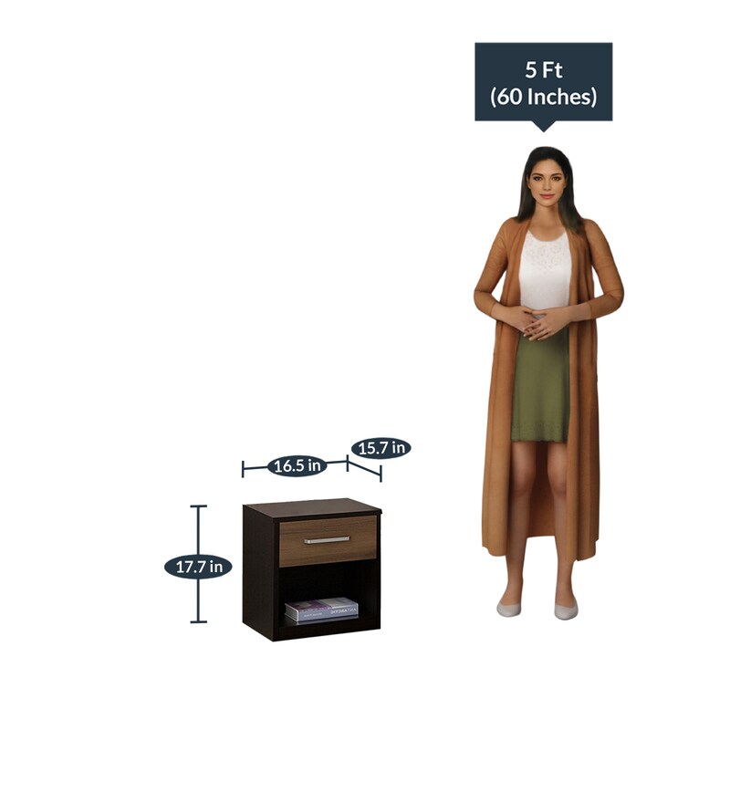 Buy Cosmos Queen Size Bed with Storage in Wenge Finish by Spacewood