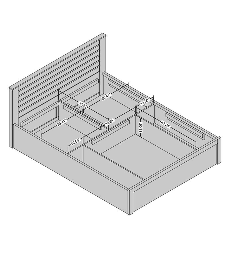 Buy Cosmos Queen Size Bed with Storage in Wenge Finish by Spacewood
