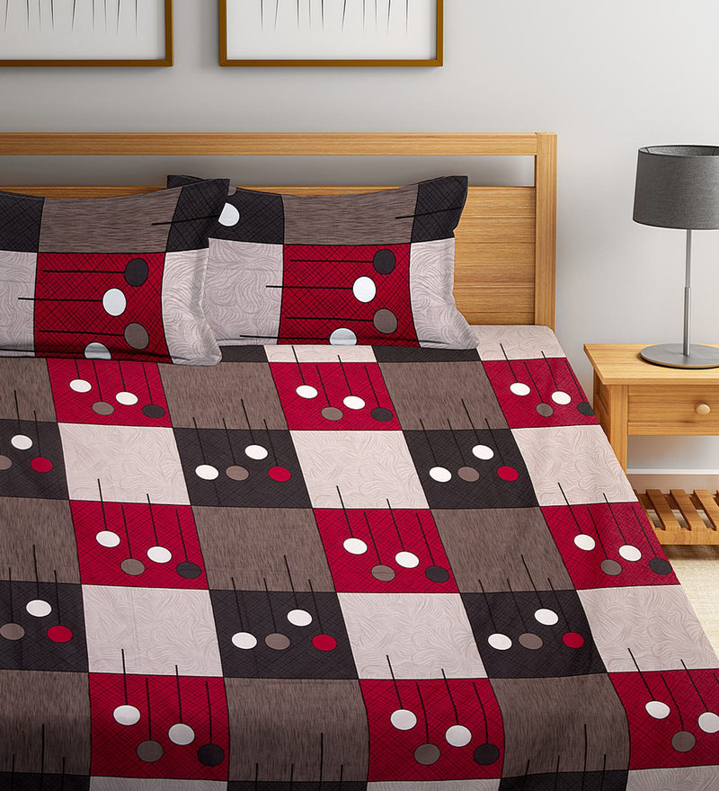 Buy Cotton 210 TC Double Size Bedsheet with 2 Pillow Covers by Klotthe