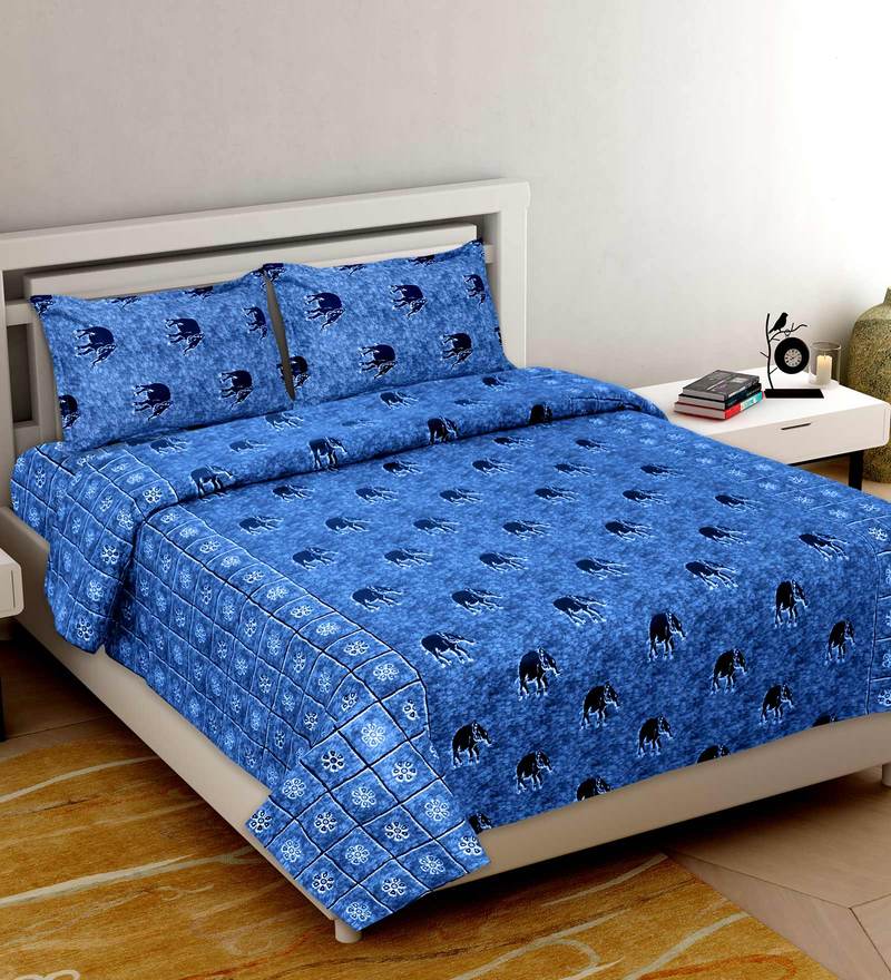 Buy Cotton 260TC Double Bedsheet With 2 Pillow Covers Online