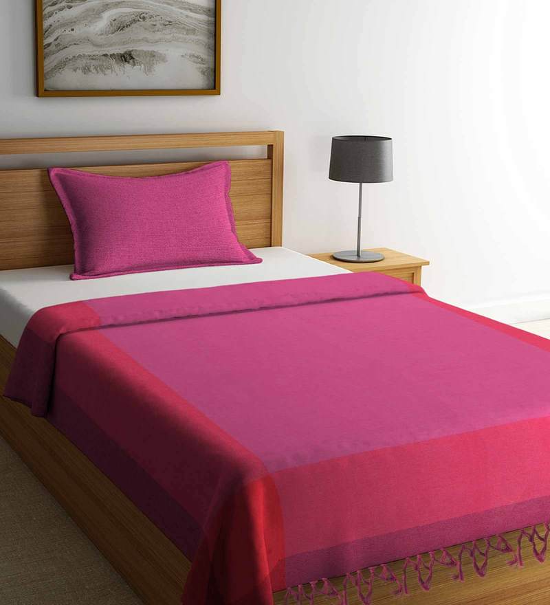 Buy Cotton 280 TC Single Bed Cover with 1 Pillow Cover by Neudis Online ...