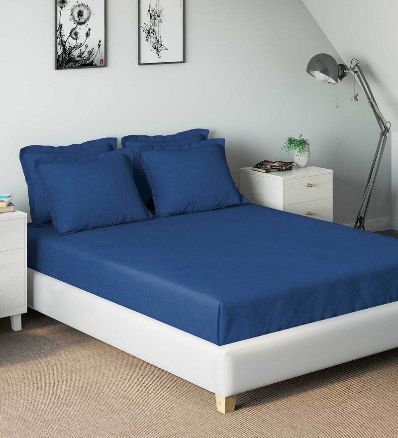 Buy Cotton 400TC Double Bedsheet With 2 Pillow Covers Online Solid