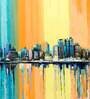 Coastal City Multicolour Canvas Framed People and Places Art Print